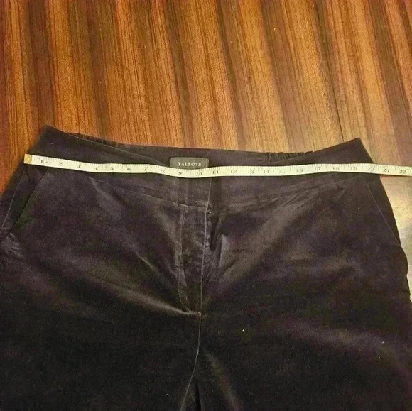 Talbots Hampshire Black Velveteen Flat Front Straight Leg Ankle Pants Plus 18W - Picture 9 of 15